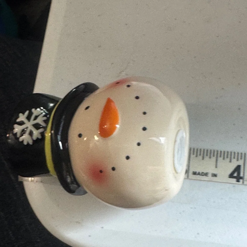 Vtg Snowman Salt Pepper Shakers Set Ceramic Winter Holiday Christmas Decor 3